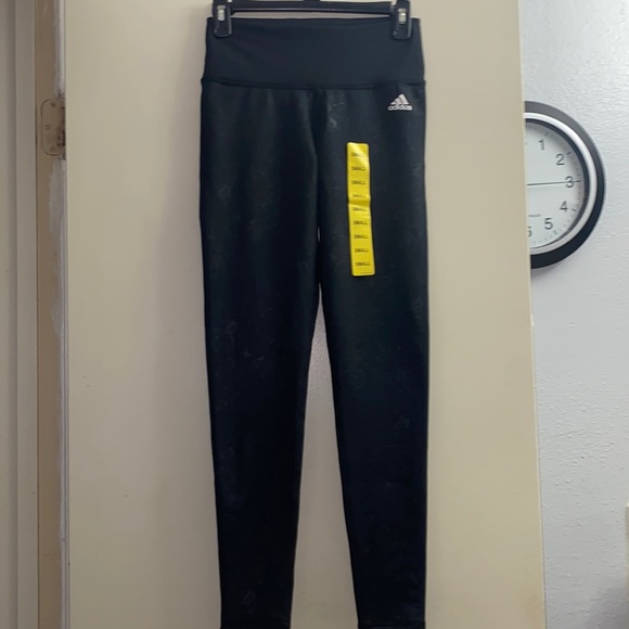 ADIDAS Climalite Floral Outline Black Leggings - Picture 9 of 9